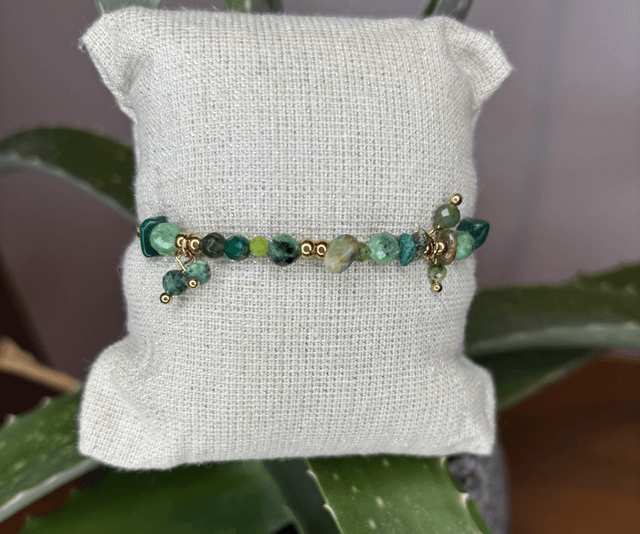 Bracelets perles/vert/soleil 