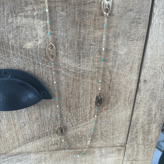 Sautoir, vert turquoise 