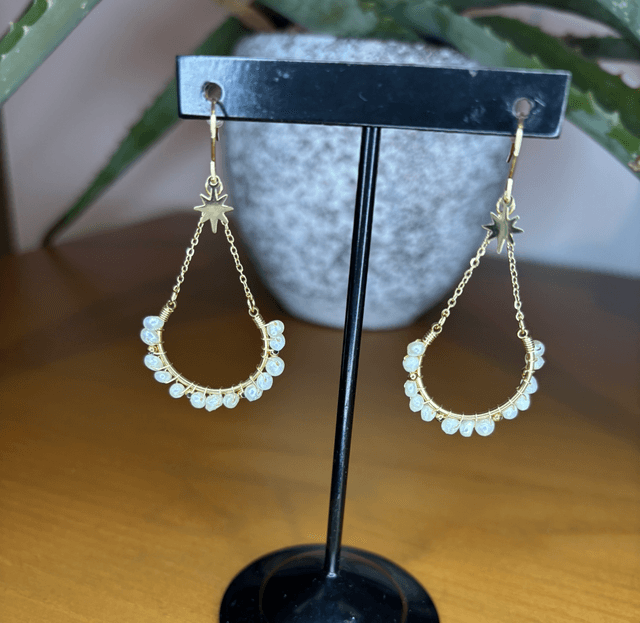  B.O à crochet avec perles d'eau douce et étoile