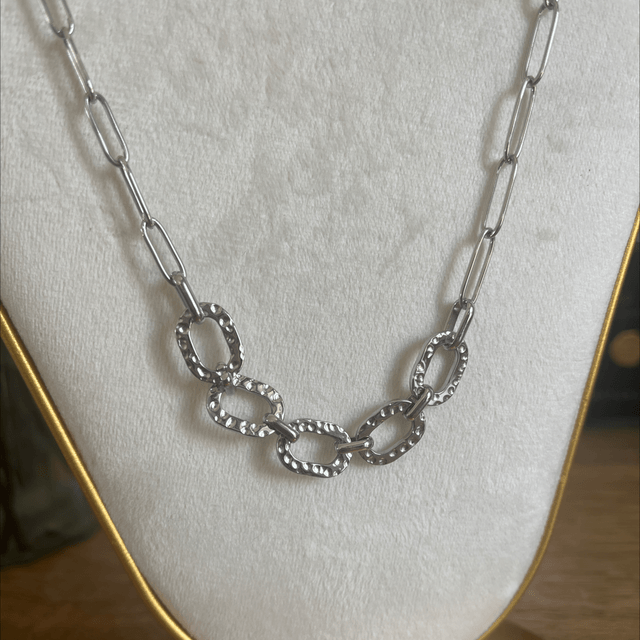 Collier grosse maille, argent